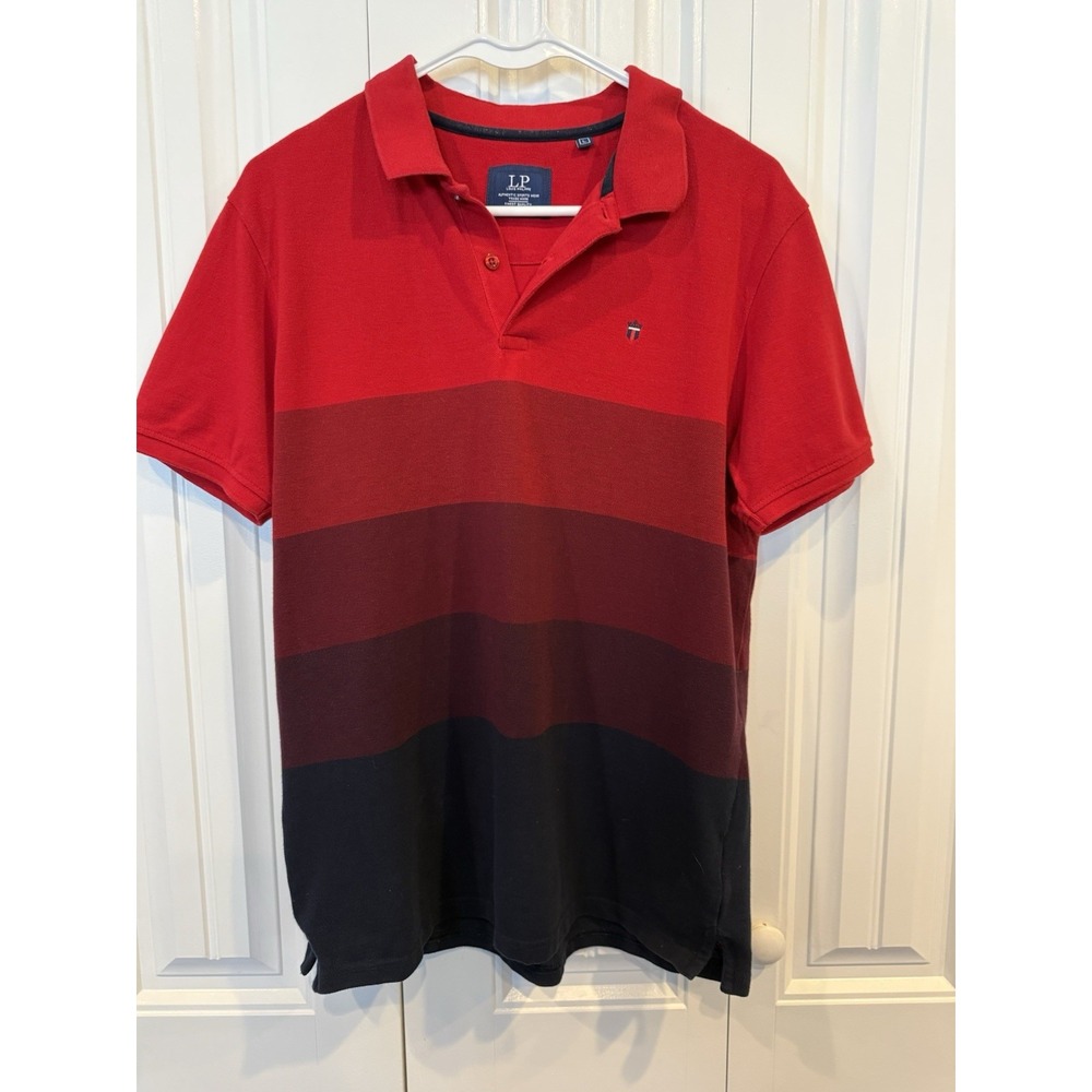 Louis Philippe Red and Black Polo Shirt Size Large